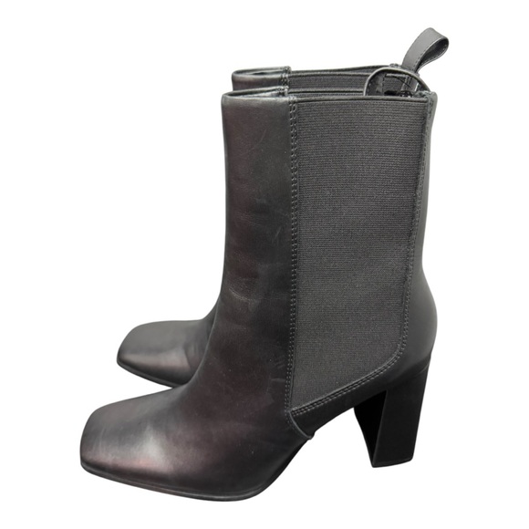 Zara Black Leather Heeled Booties - Picture 2 of 7